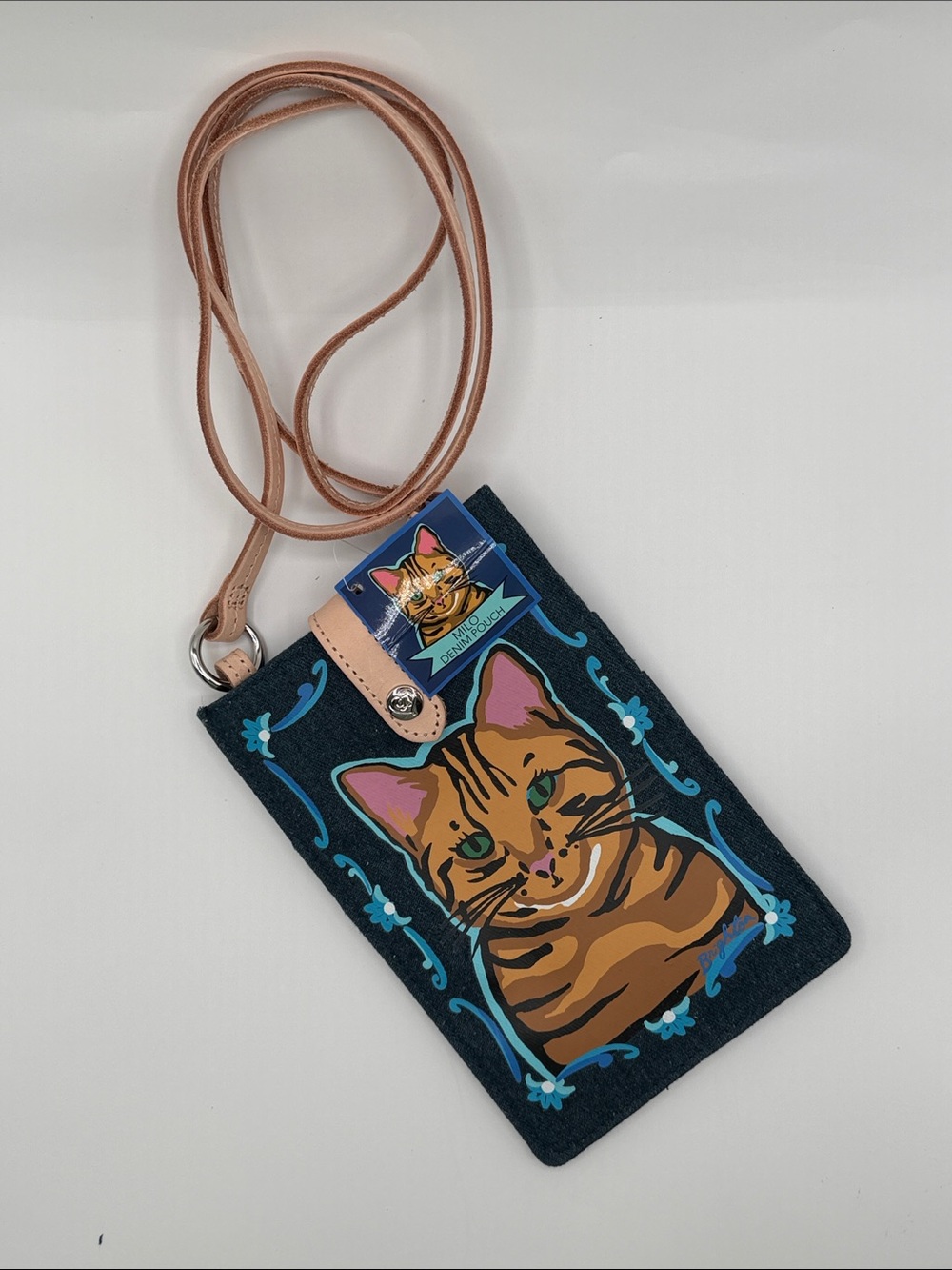 Brighton Cat Portrait Crossbody Bag - Brown, Blue, Tan